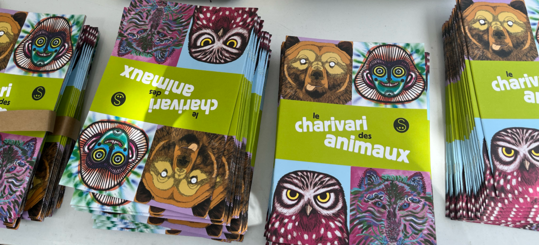 Image illustrant la page et présentant le cahier d'activités réalisé pour le Parc d'attractions littéraires 2025 sur le thème du Charivari des animaux